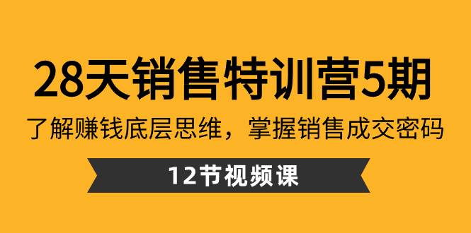 28天·销售特训营5期：了解赚钱底层思维，掌握销售成交密码（12节课）-石龙大哥笔记