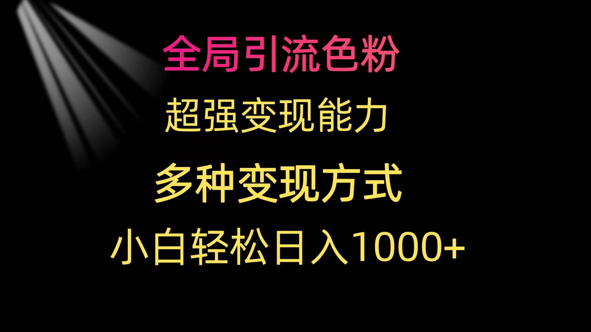 全局引流色粉 超强变现能力 多种变现方式 小白轻松日入1000+-石龙大哥笔记