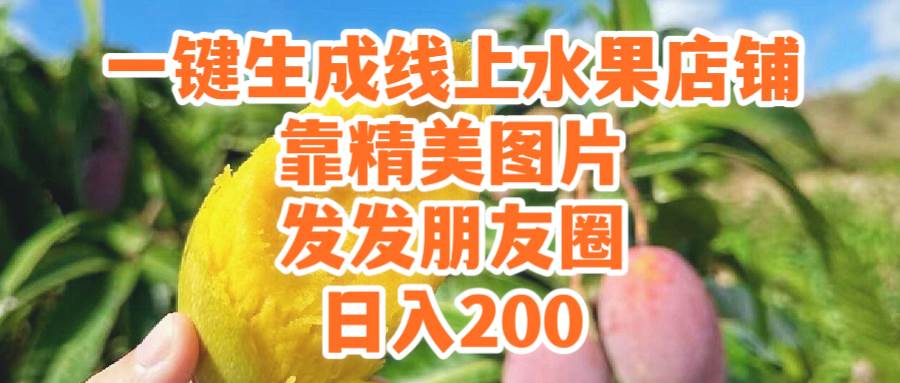 一键生成线上水果店，靠精美图片发发朋友圈，也能日入200-石龙大哥笔记