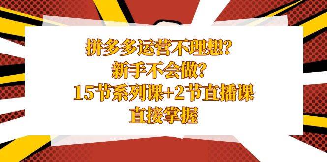 拼多多运营不理想？新手不会做？15节系列课+2节直播课，直接掌握-石龙大哥笔记