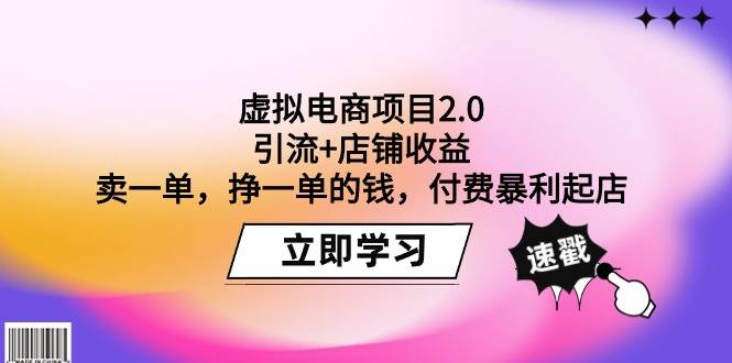 虚拟电商项目2.0：引流+店铺收益  卖一单，挣一单的钱，付费暴利起店-石龙大哥笔记