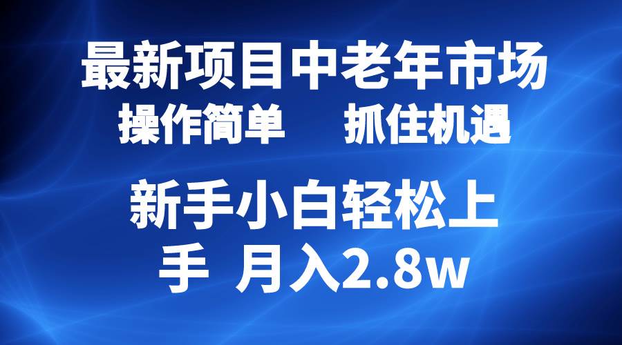 2024最新项目，中老年市场，起号简单，7条作品涨粉4000+，单月变现2.8w-石龙大哥笔记