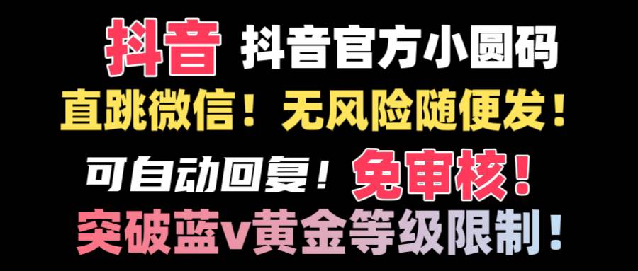 抖音二维码直跳微信技术！站内随便发不违规！！-石龙大哥笔记