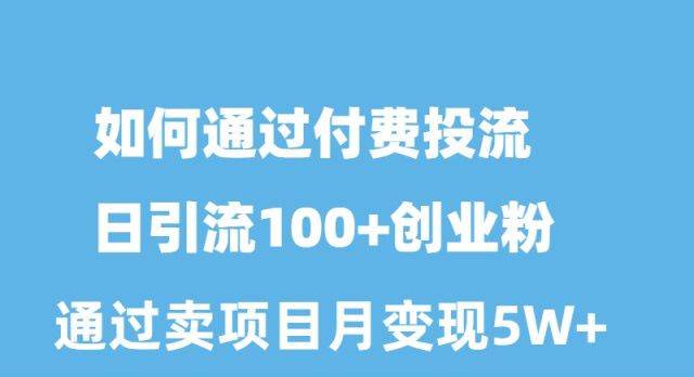 如何通过付费投流日引流100+创业粉月变现5W+-石龙大哥笔记