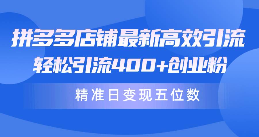 拼多多店铺最新高效引流术，轻松引流400+创业粉，精准日变现五位数！-石龙大哥笔记