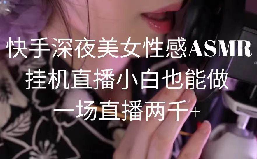 快手深夜美女性感ASMR挂机直播，小白也能做，一场直播两千+-石龙大哥笔记