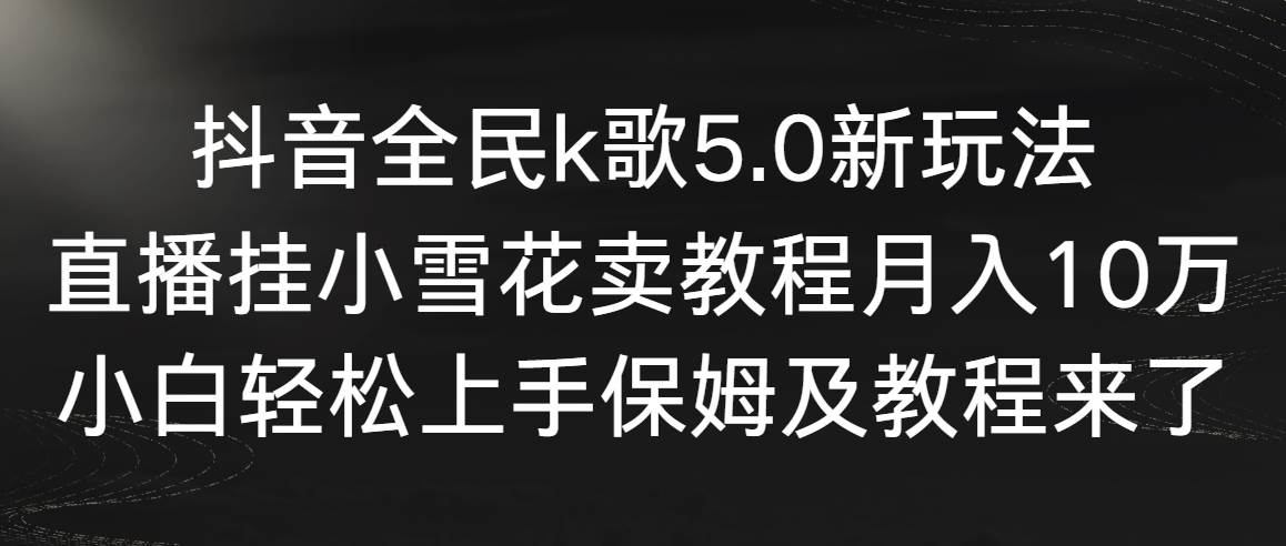 抖音全民k歌5.0新玩法，直播挂小雪花卖教程月入10万，小白轻松上手，保…-石龙大哥笔记