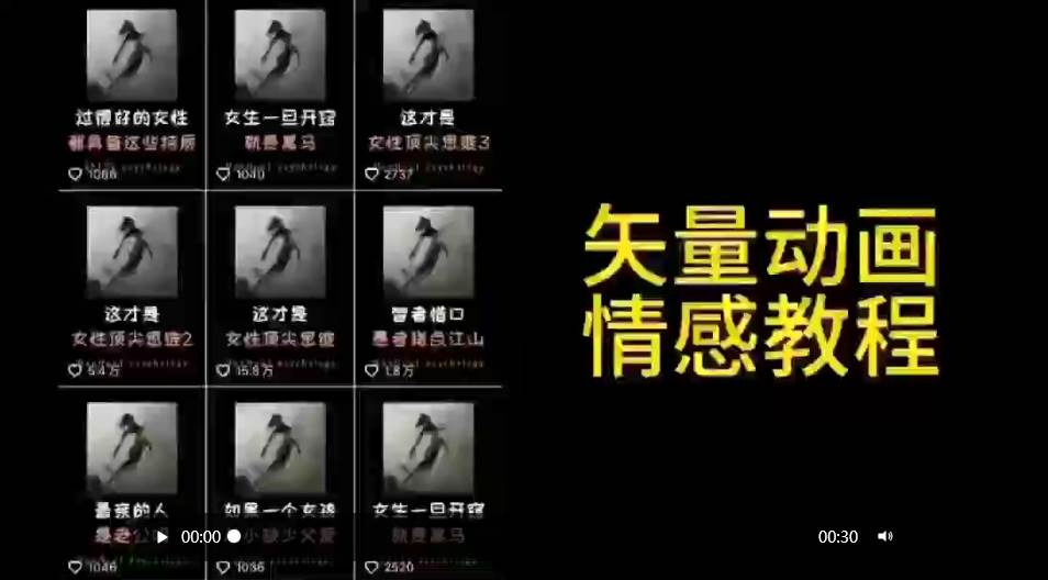 矢量动画情感教程：高点赞涨粉，适合情感、思维、创业教育等赛道-石龙大哥笔记