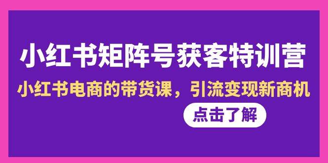 小红书-矩阵号获客特训营-第10期，小红书电商的带货课，引流变现新商机-石龙大哥笔记