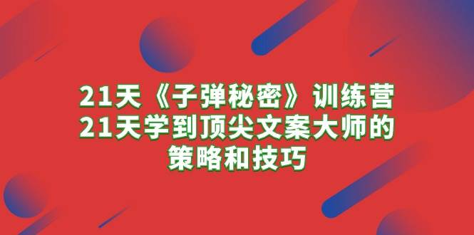 21天《子弹秘密》训练营，21天学到顶尖文案大师的策略和技巧-石龙大哥笔记