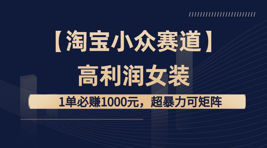 【淘宝小众赛道】高利润女装：1单必赚1000元，超暴力可矩阵-石龙大哥笔记