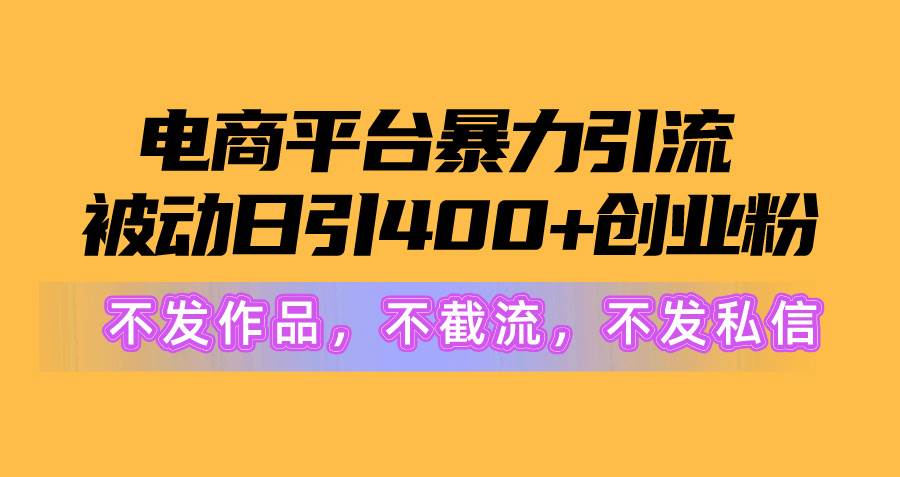 电商平台暴力引流,被动日引400+创业粉不发作品，不截流，不发私信-石龙大哥笔记