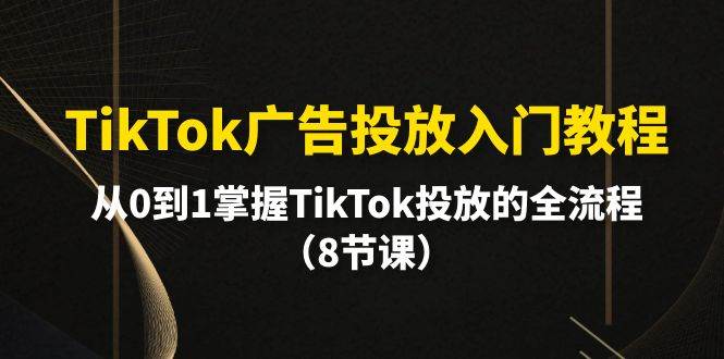 TikTok广告投放入门教程，从0到1掌握TikTok投放的全流程（8节课）-石龙大哥笔记