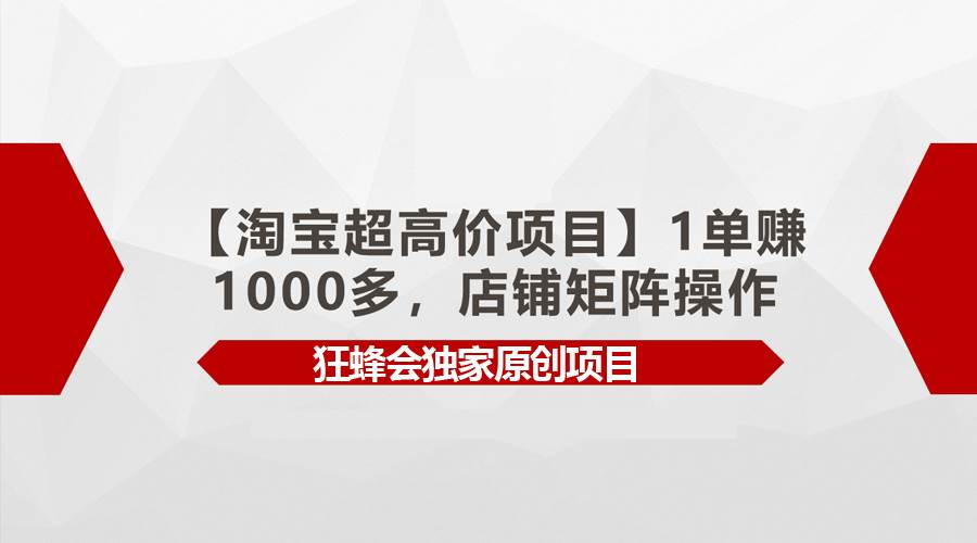 【淘宝超高价项目】1单赚1000多，店铺矩阵操作-石龙大哥笔记