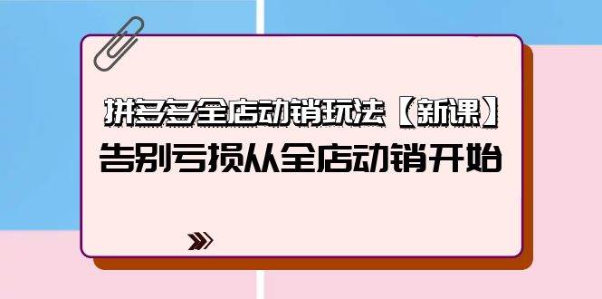 拼多多全店动销玩法【新课】，告别亏损从全店动销开始（4节视频课）-石龙大哥笔记