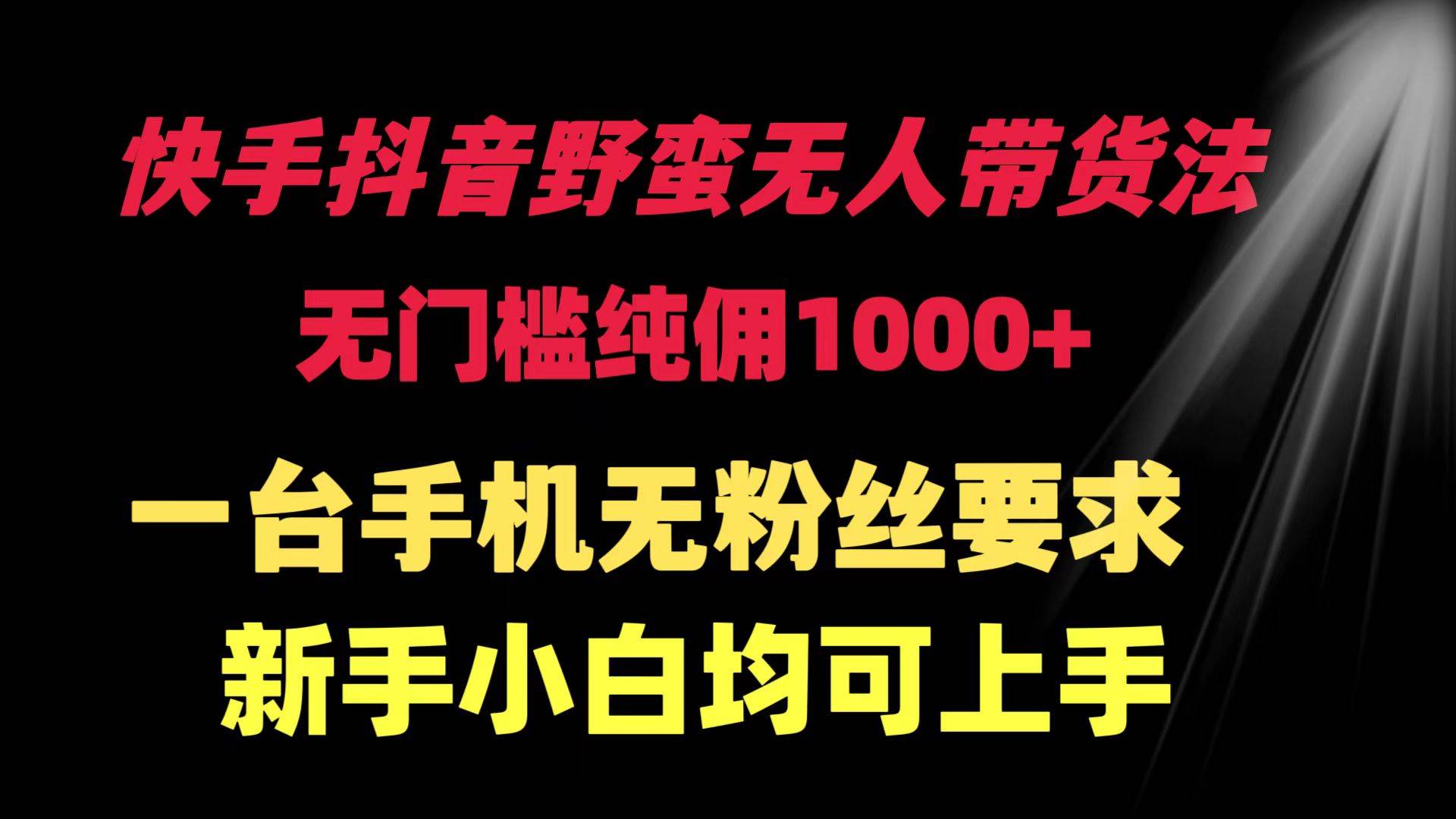 快手抖音野蛮无人带货法 无门槛纯佣1000+ 一台手机无粉丝要求新手小白…-石龙大哥笔记