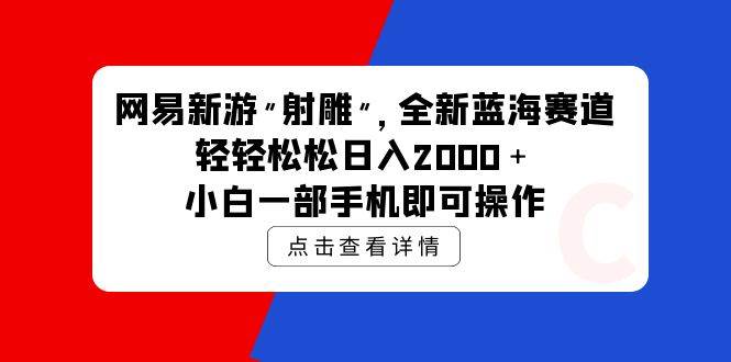 网易新游 射雕 全新蓝海赛道，轻松日入2000＋小白一部手机即可操作-石龙大哥笔记