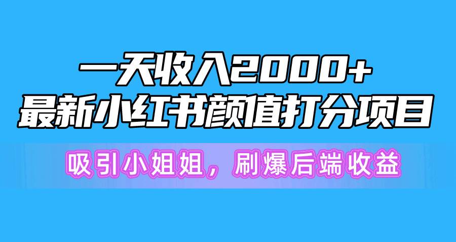 一天收入2000+，最新小红书颜值打分项目，吸引小姐姐，刷爆后端收益-石龙大哥笔记