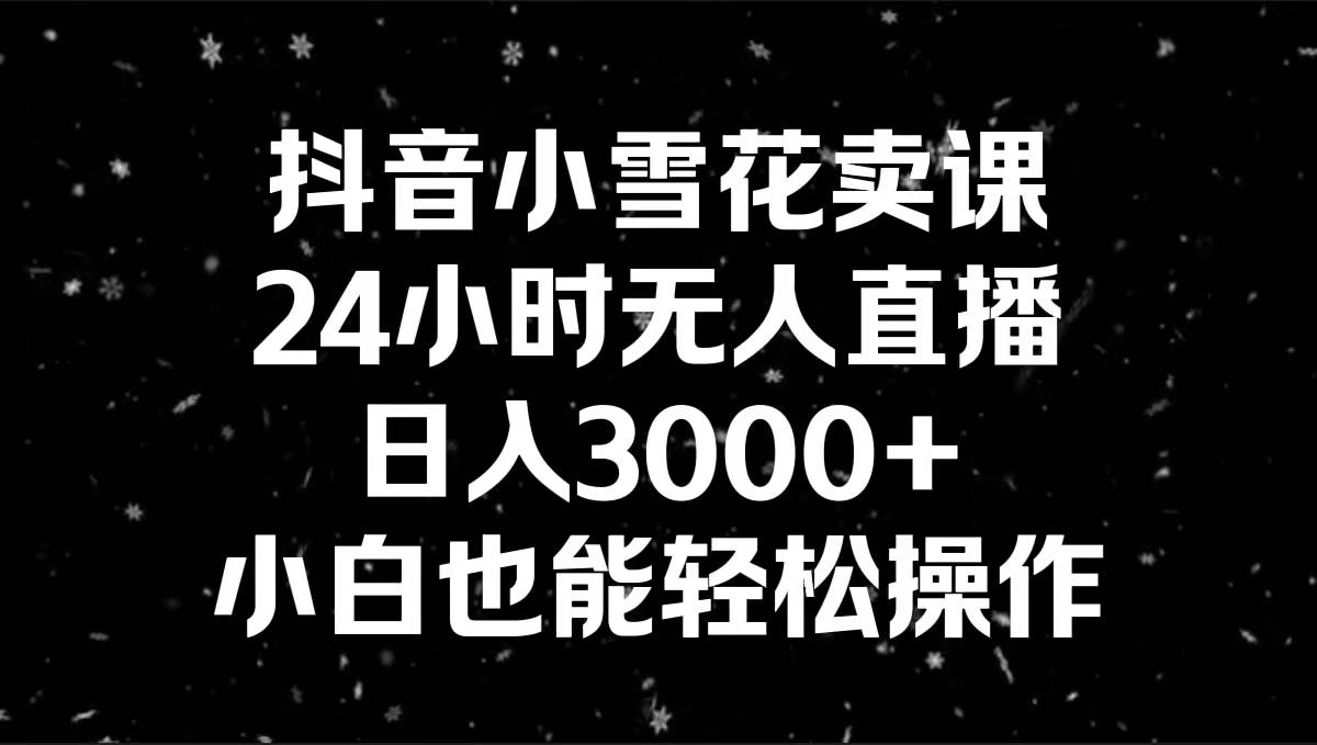 抖音小雪花卖课，24小时无人直播，日入3000+，小白也能轻松操作-石龙大哥笔记