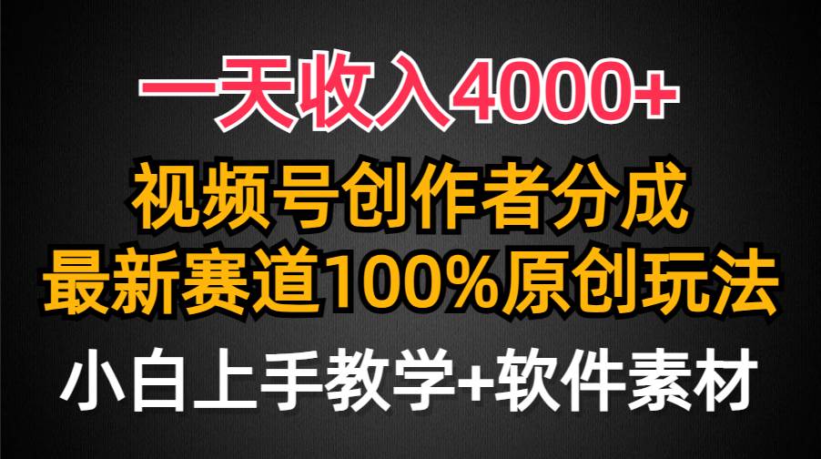 一天收入4000+，视频号创作者分成，最新赛道100%原创玩法，小白也可以轻…-石龙大哥笔记