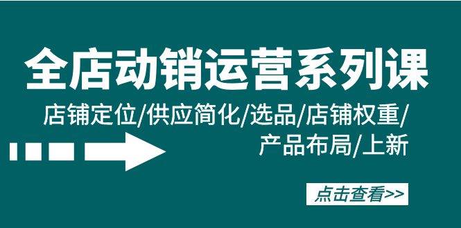 全店·动销运营系列课：店铺定位/供应简化/选品/店铺权重/产品布局/上新-石龙大哥笔记