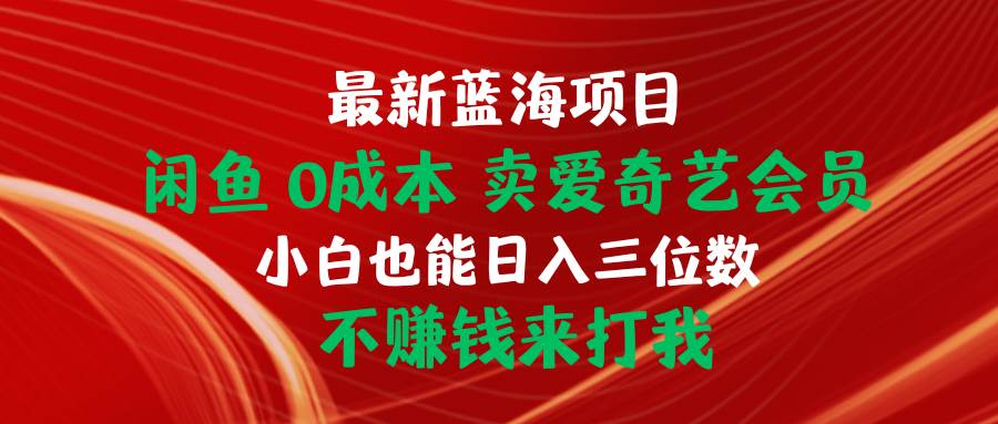 最新蓝海项目 闲鱼0成本 卖爱奇艺会员 小白也能入三位数 不赚钱来打我-石龙大哥笔记