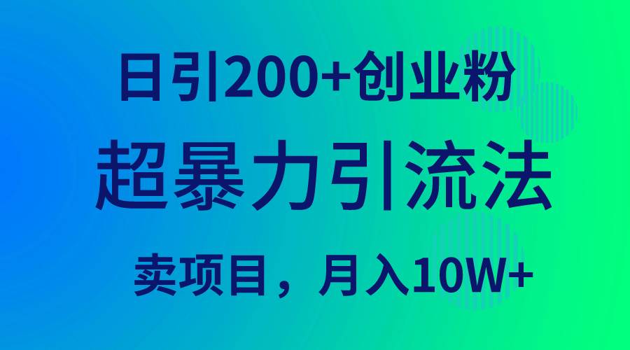 超暴力引流法，日引200+创业粉，卖项目月入10W+-石龙大哥笔记