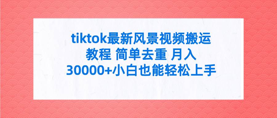 tiktok最新风景视频搬运教程 简单去重 月入30000+附全套工具-石龙大哥笔记