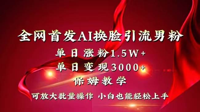 全网独创首发AI换脸引流男粉单日涨粉1.5W+变现3000+小白也能上手快速拿结果-石龙大哥笔记