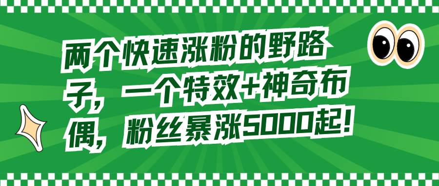 两个快速涨粉的野路子，一个特效+神奇布偶，粉丝暴涨5000起！-石龙大哥笔记