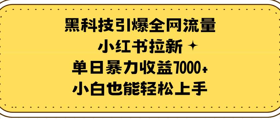 黑科技引爆全网流量小红书拉新，单日暴力收益7000+，小白也能轻松上手-石龙大哥笔记