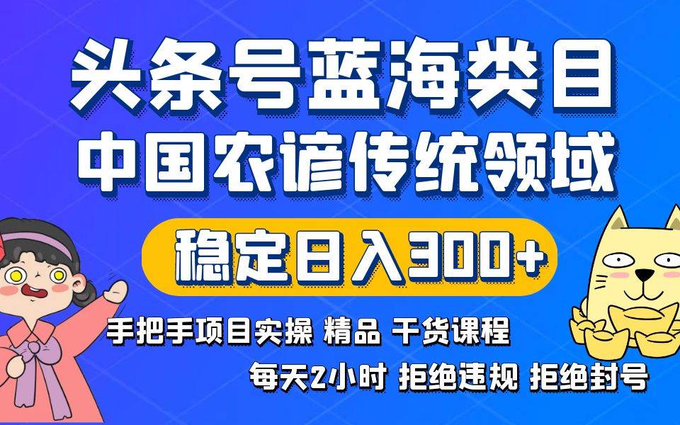 头条号蓝海类目传统和农谚领域实操精品课程拒绝违规封号稳定日入300+-石龙大哥笔记