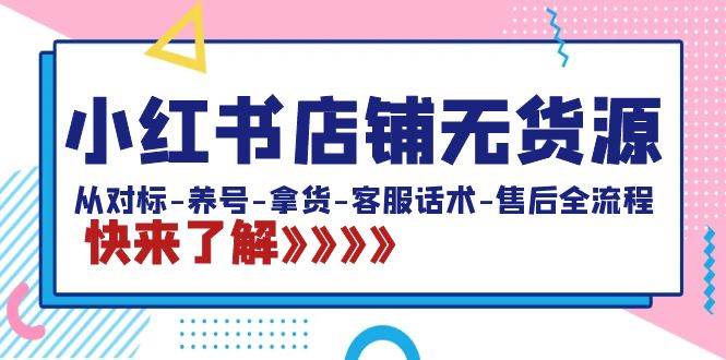 小红书店铺无货源：从对标-养号-拿货-客服话术-售后全流程（20节课）-石龙大哥笔记