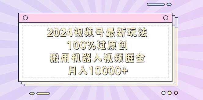 2024视频号最新玩法，100%过原创，搬用机器人视频掘金，月入10000+-石龙大哥笔记