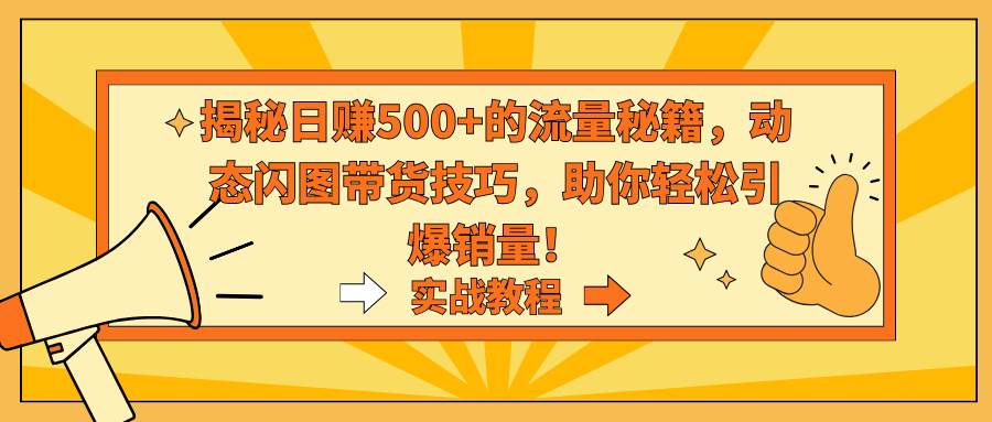 揭秘日赚500+的流量秘籍，动态闪图带货技巧，助你轻松引爆销量！-石龙大哥笔记