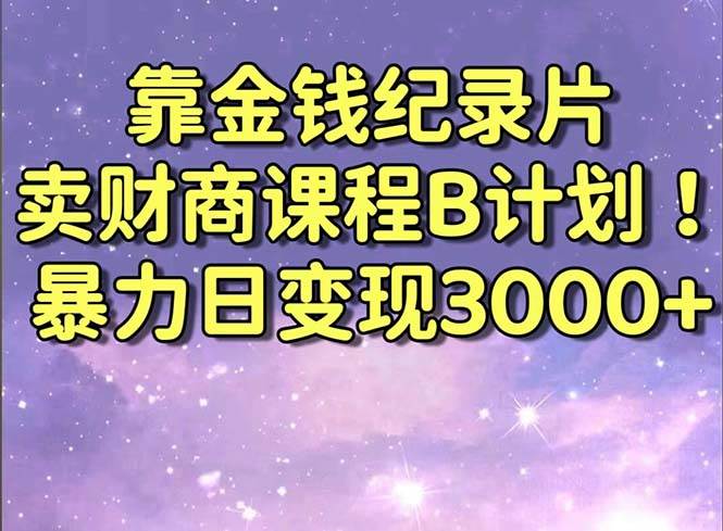 靠金钱纪录片卖财商课程B计划！暴力日变现3000+，喂饭式干货教程！-石龙大哥笔记