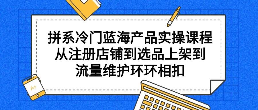 拼系冷门蓝海产品实操课程，从注册店铺到选品上架到流量维护环环相扣-石龙大哥笔记