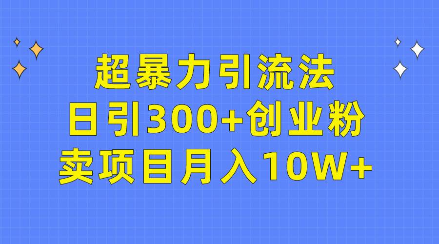 超暴力引流法，日引300+创业粉，卖项目月入10W+-石龙大哥笔记