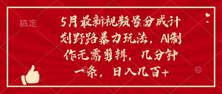 5月最新视频号分成计划野路暴力玩法，ai制作，无需剪辑。几分钟一条，…-石龙大哥笔记