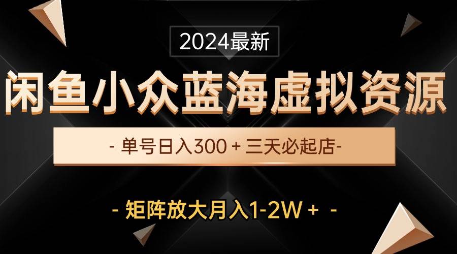 最新闲鱼小众蓝海虚拟资源，单号日入300＋，三天必起店，矩阵放大月入1-2W-石龙大哥笔记