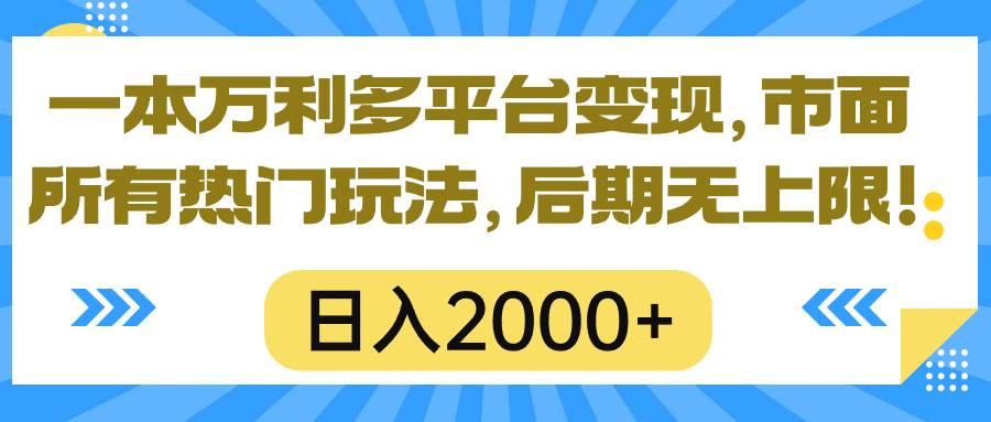 一本万利多平台变现，市面所有热门玩法，日入2000+，后期无上限！-石龙大哥笔记