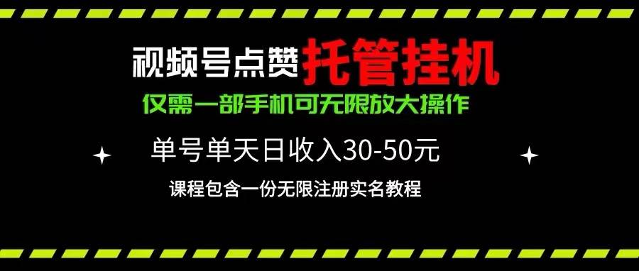 视频号点赞托管挂机，单号单天利润30~50，一部手机无限放大（附带无限…-石龙大哥笔记