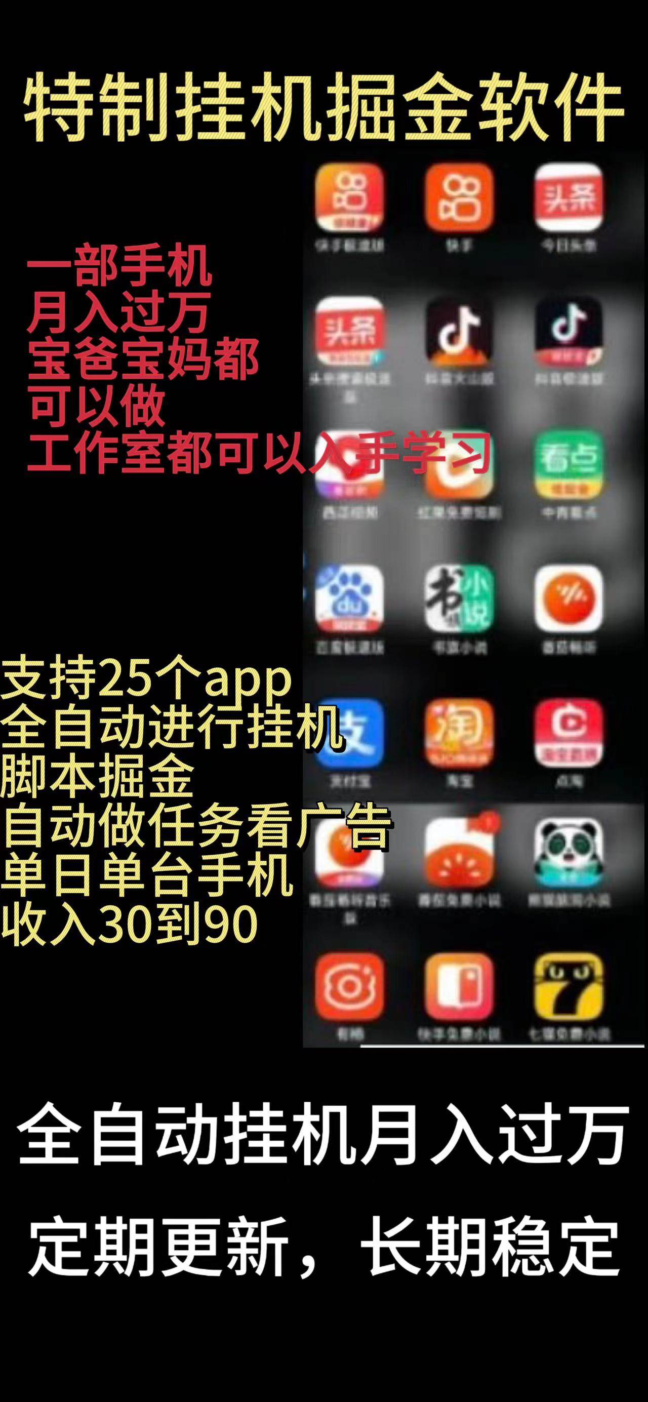 靠挂机月入过万，纯挂机适合宝爸宝妈学生党操作，24小时无脑挂机单机一…-石龙大哥笔记