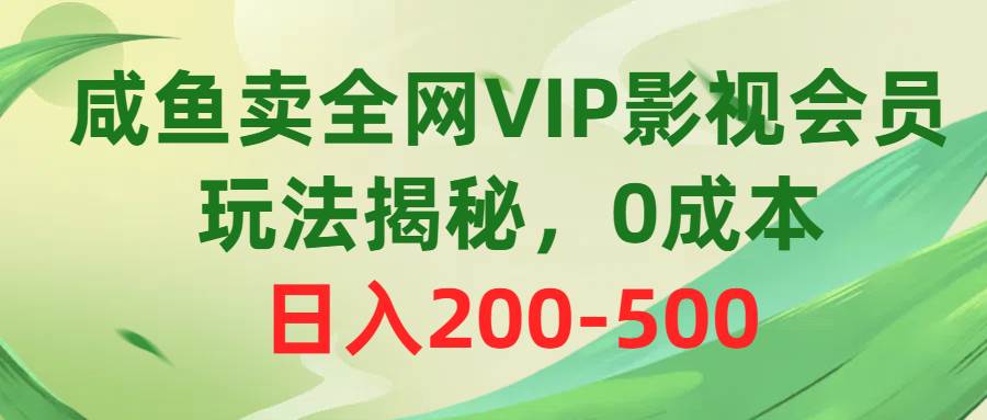 咸鱼卖全网VIP影视会员，玩法揭秘，0成本日入200-500-石龙大哥笔记