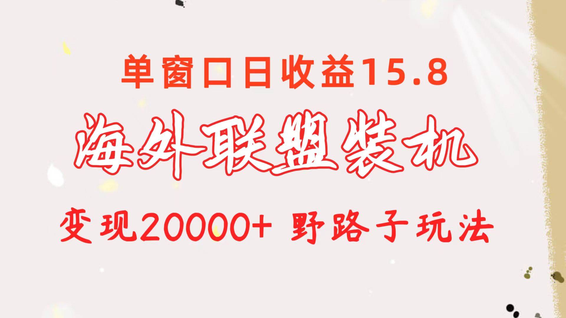 海外联盟装机 单窗口日收益15.8  变现20000+ 野路子玩法-石龙大哥笔记