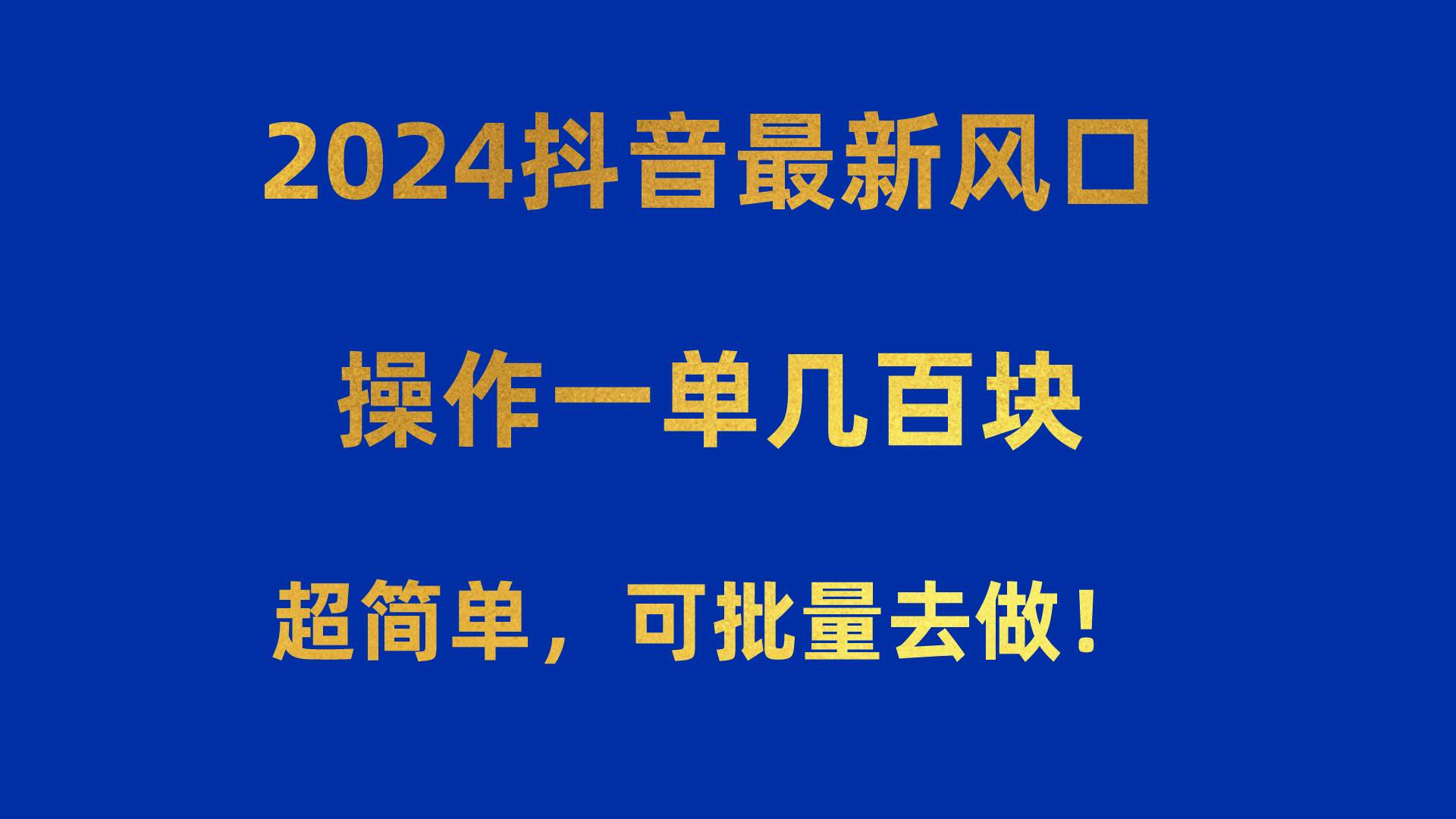 2024抖音最新风口！操作一单几百块！超简单，可批量去做！！！-石龙大哥笔记