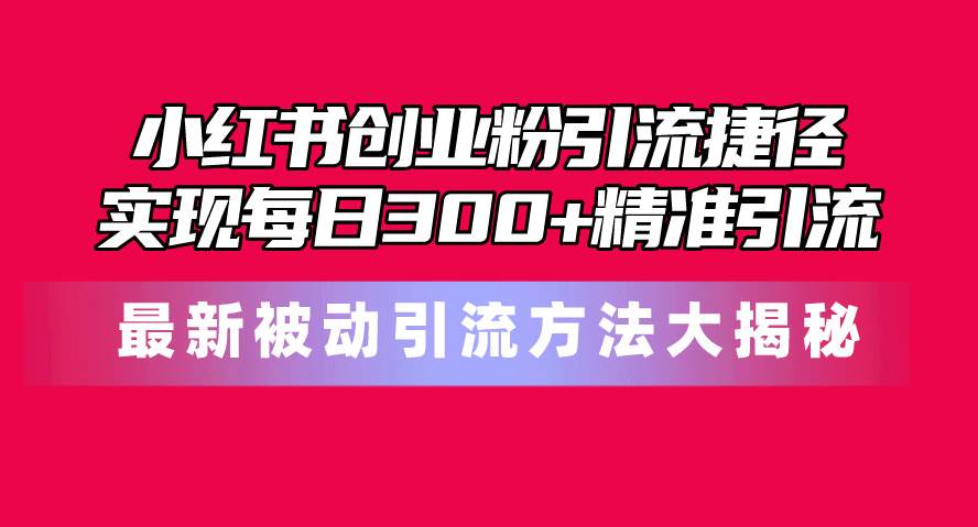 小红书创业粉引流捷径！最新被动引流方法大揭秘，实现每日300+精准引流-石龙大哥笔记