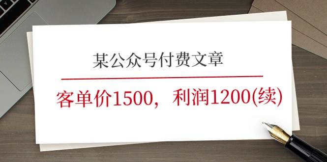 某公众号付费文章《客单价1500，利润1200(续)》市场几乎可以说是空白的-石龙大哥笔记