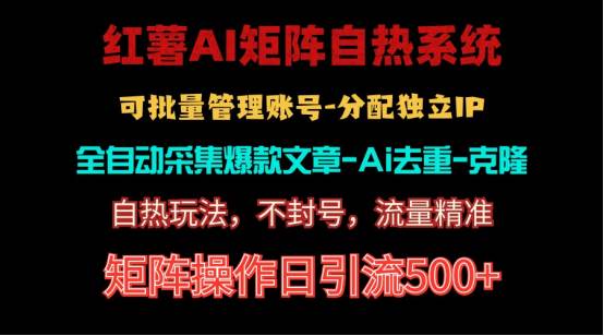 红薯矩阵自热系统，独家不死号引流玩法！矩阵操作日引流500+-石龙大哥笔记