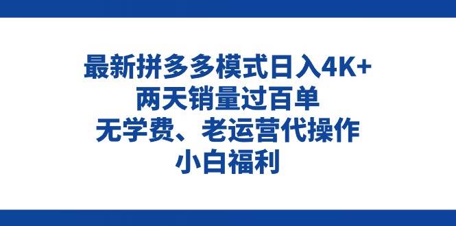 拼多多最新模式日入4K+两天销量过百单，无学费、老运营代操作、小白福利-石龙大哥笔记